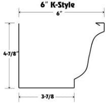 A diagram showing the dimensions of a 6 k style.